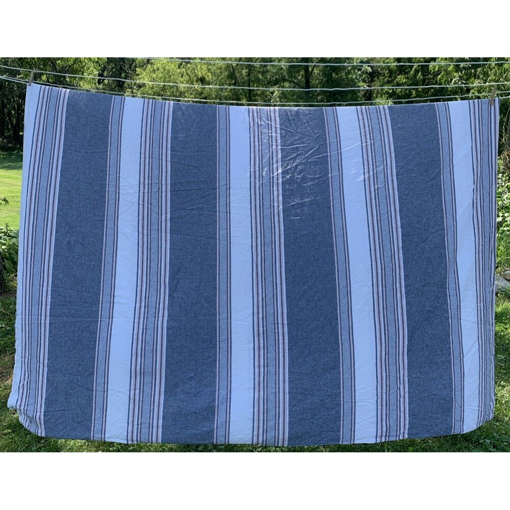 Splendid Tuscan Stripe Duvet Navy/Multi Linen Cotton Blend Queen/Full